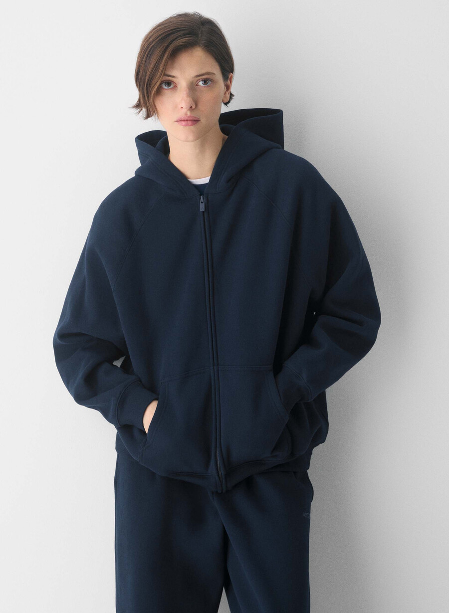 hanorac confortabil cu fermoar mega raglan din fleece admiral