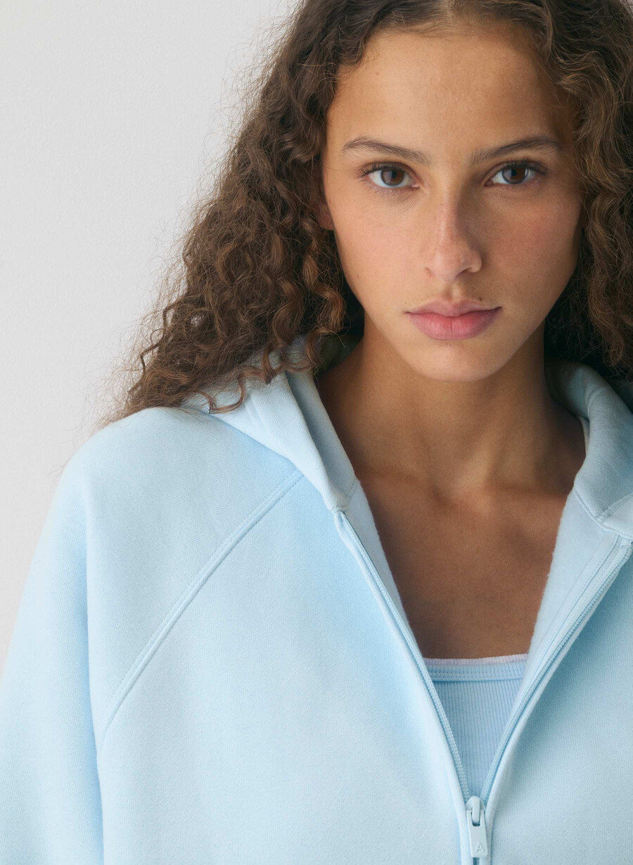 hanorac confortabil din fleece mega raglan cu fermoar villa blue