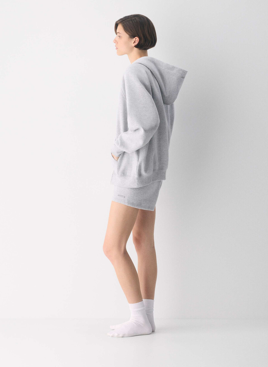 hanorac confortabil cu fermoar mega raglan din fleece heather chrome