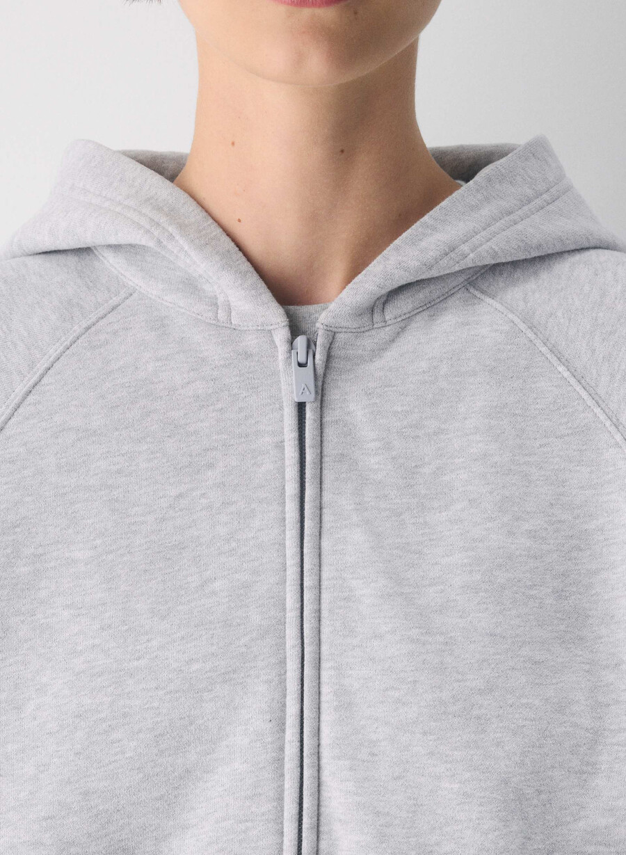 hanorac confortabil cu fermoar mega raglan din fleece heather chrome
