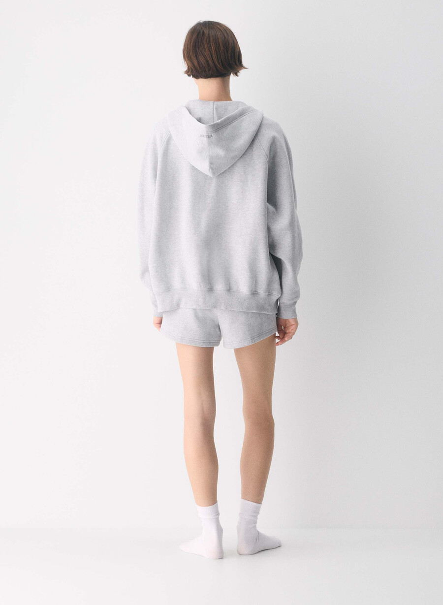 hanorac confortabil cu fermoar mega raglan din fleece heather chrome