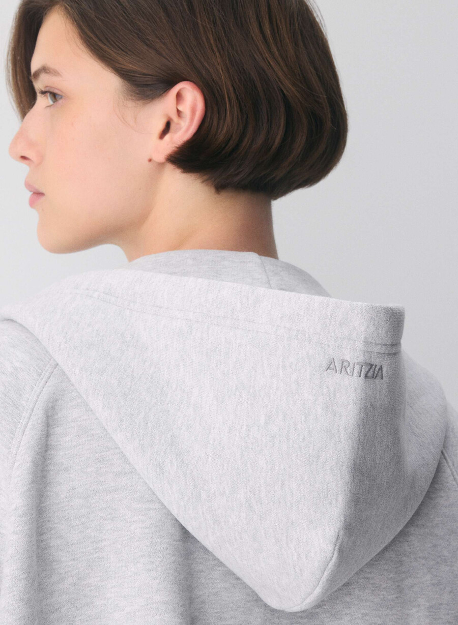 hanorac confortabil cu fermoar mega raglan din fleece heather chrome