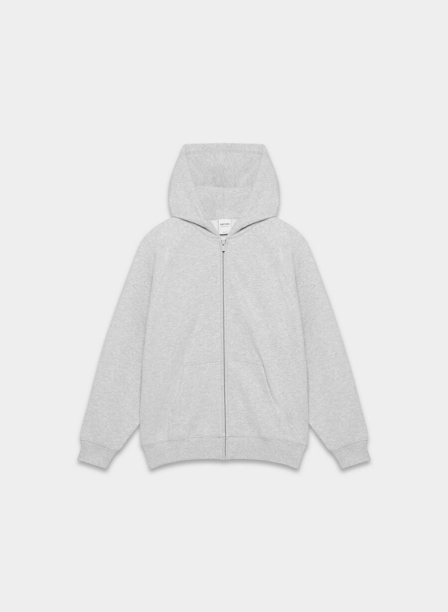 hanorac confortabil cu fermoar mega raglan din fleece heather chrome