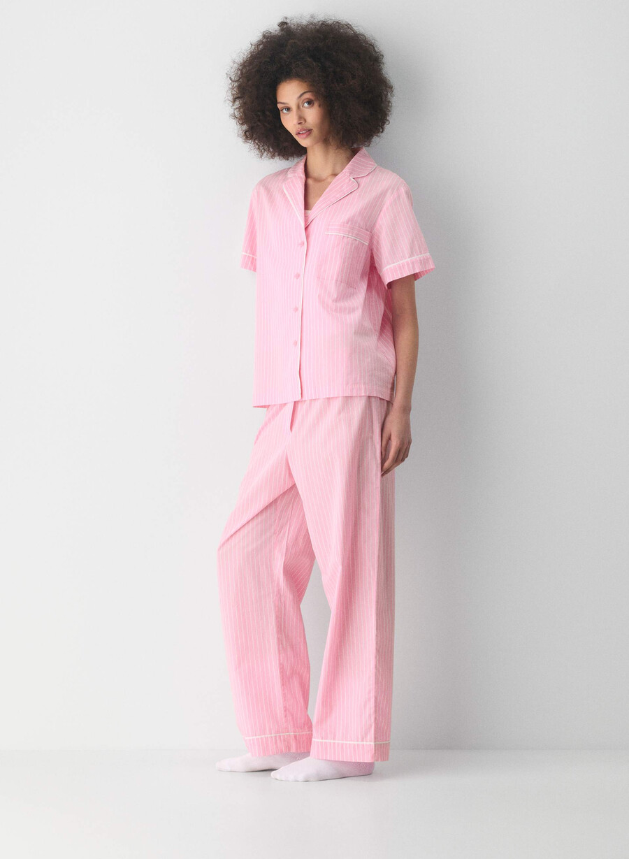 cămașă de pijama cu mânecă scurtă din poplin laze wlsn strp crfl blwht