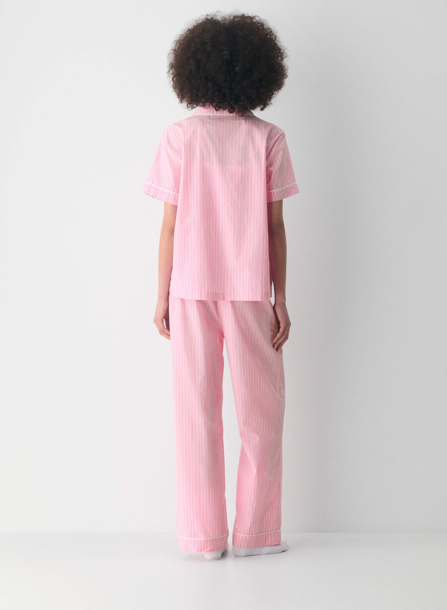 cămașă de pijama cu mânecă scurtă din poplin laze wlsn strp crfl blwht