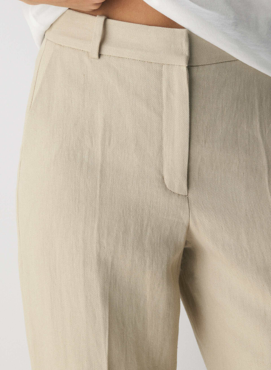 pantaloni new agency - linen parchment beige