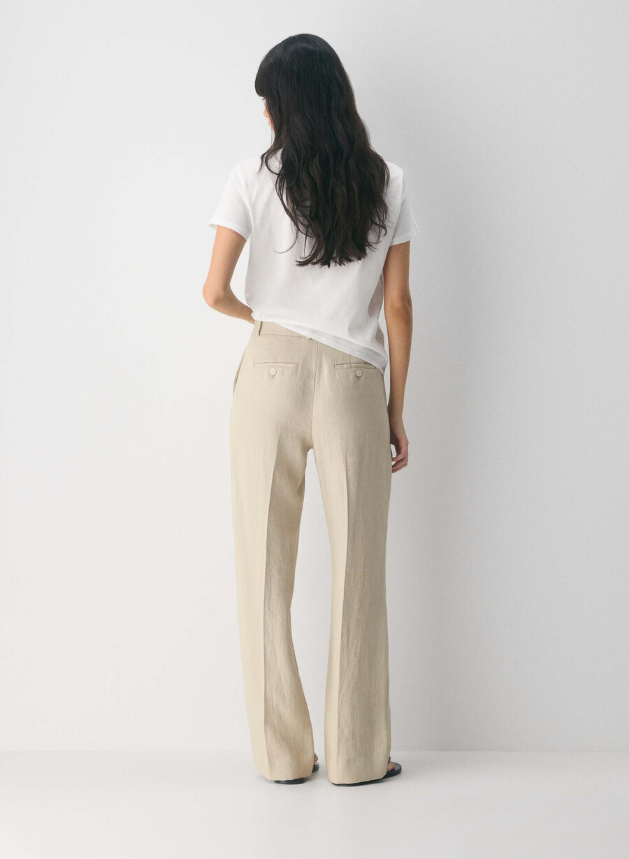 pantaloni new agency - linen parchment beige