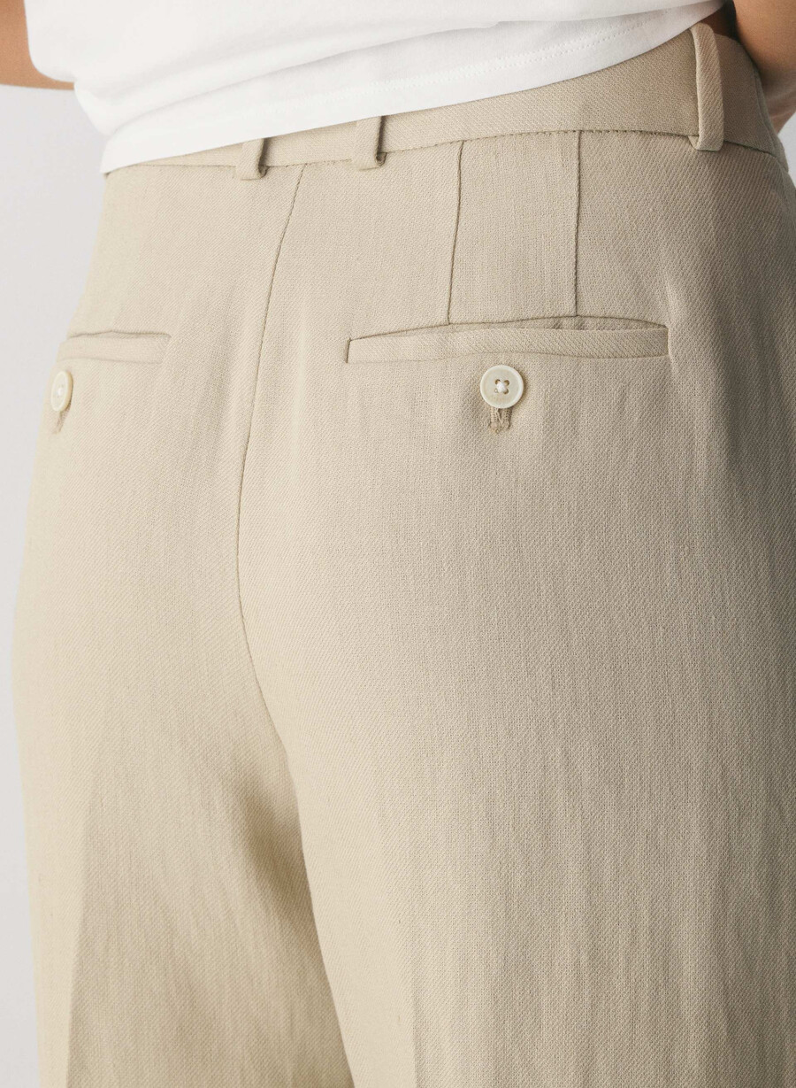 pantaloni new agency - linen parchment beige