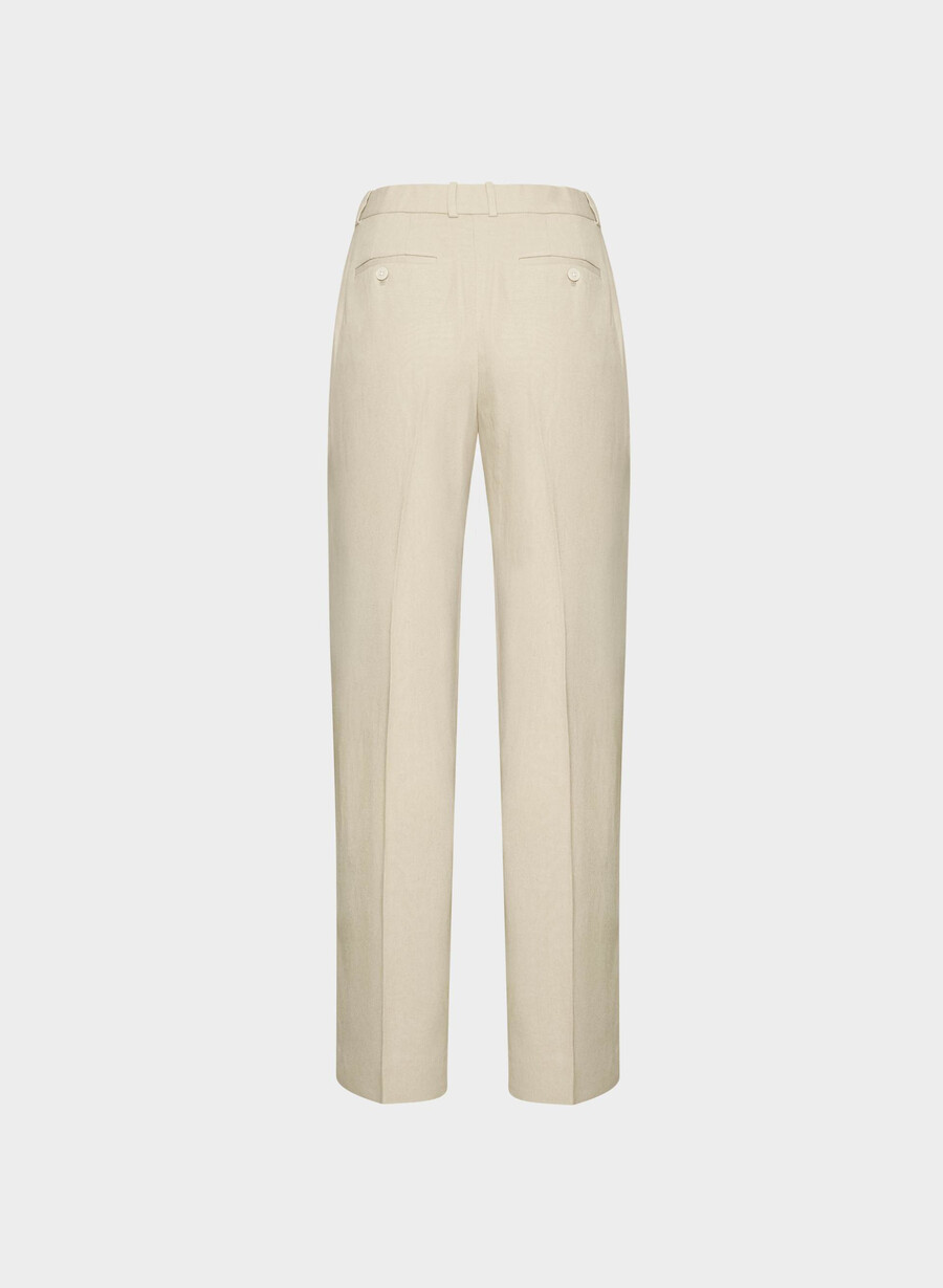 pantaloni new agency - linen parchment beige