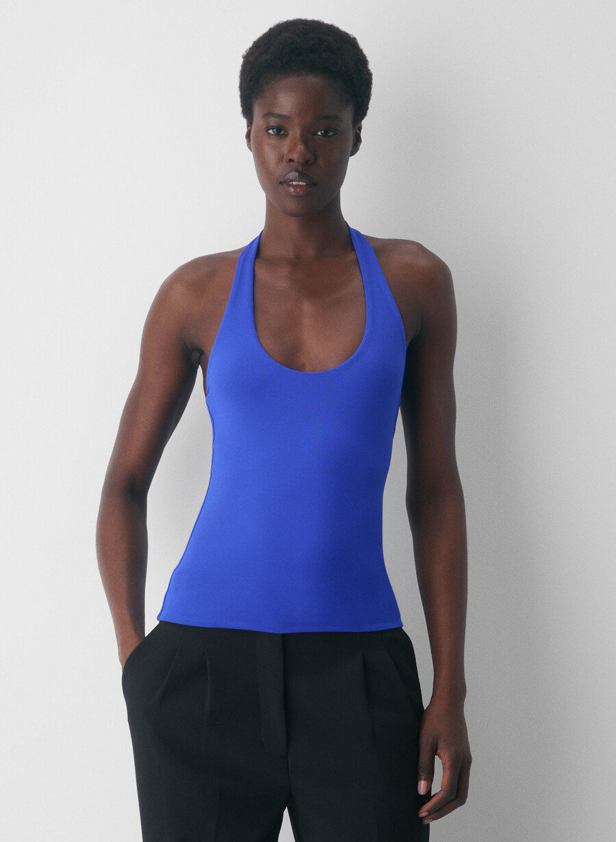 top cu imprimeu halter original contour transfix ablaze blue