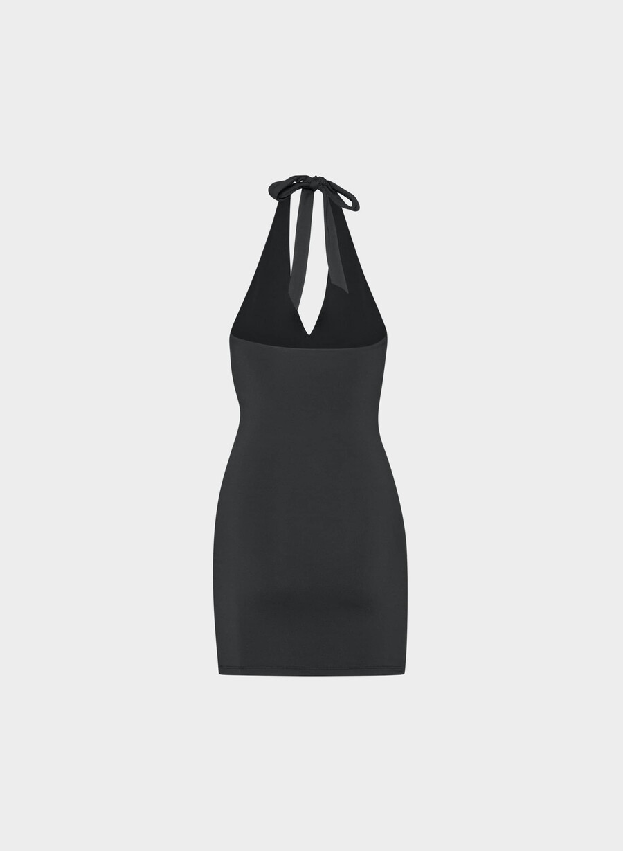 rochie cu imprimeu halter original contour tantalize negră