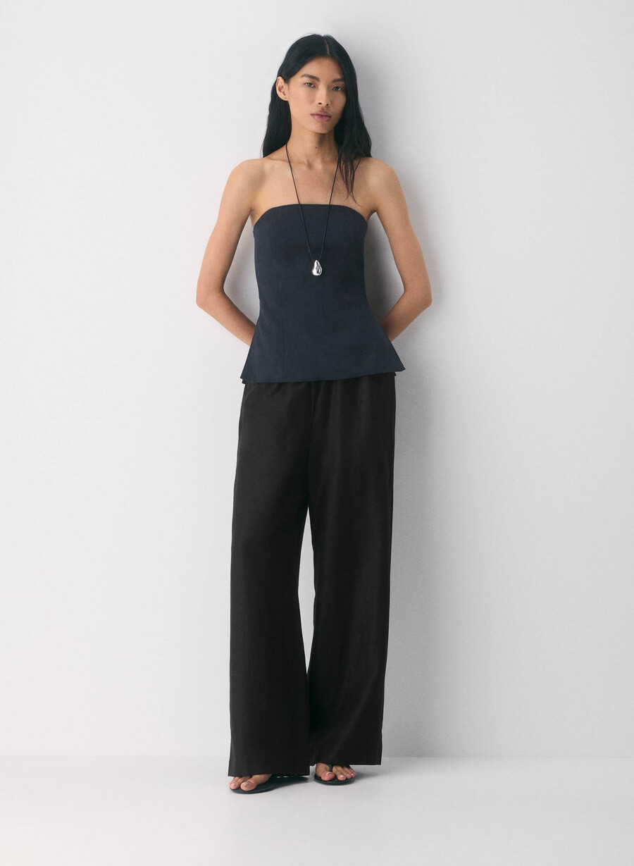 top tubular posh linen dark navy