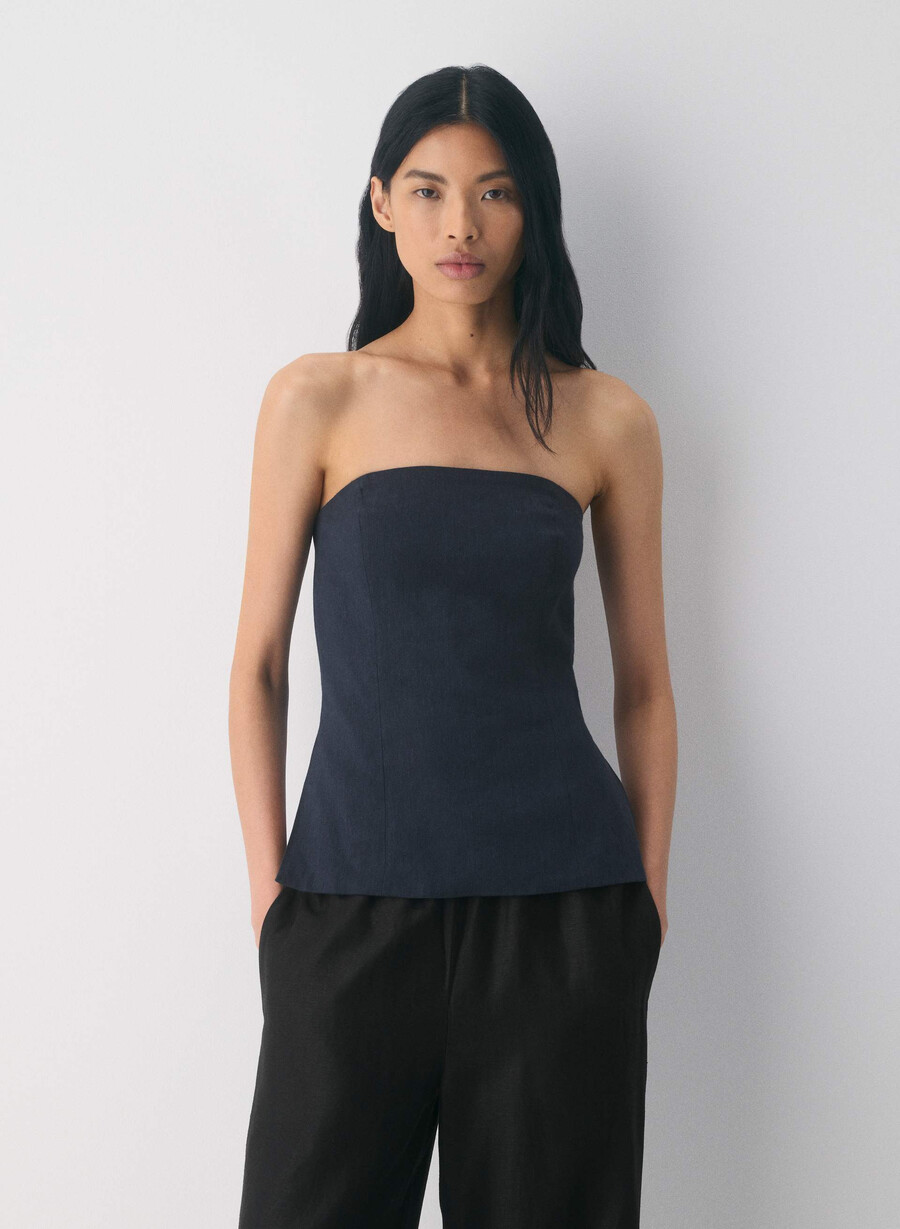 top tubular posh linen dark navy