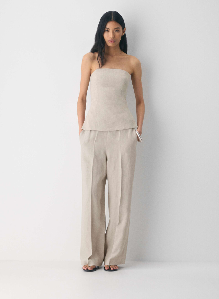 top tubular posh linen nevopsit ecru închis