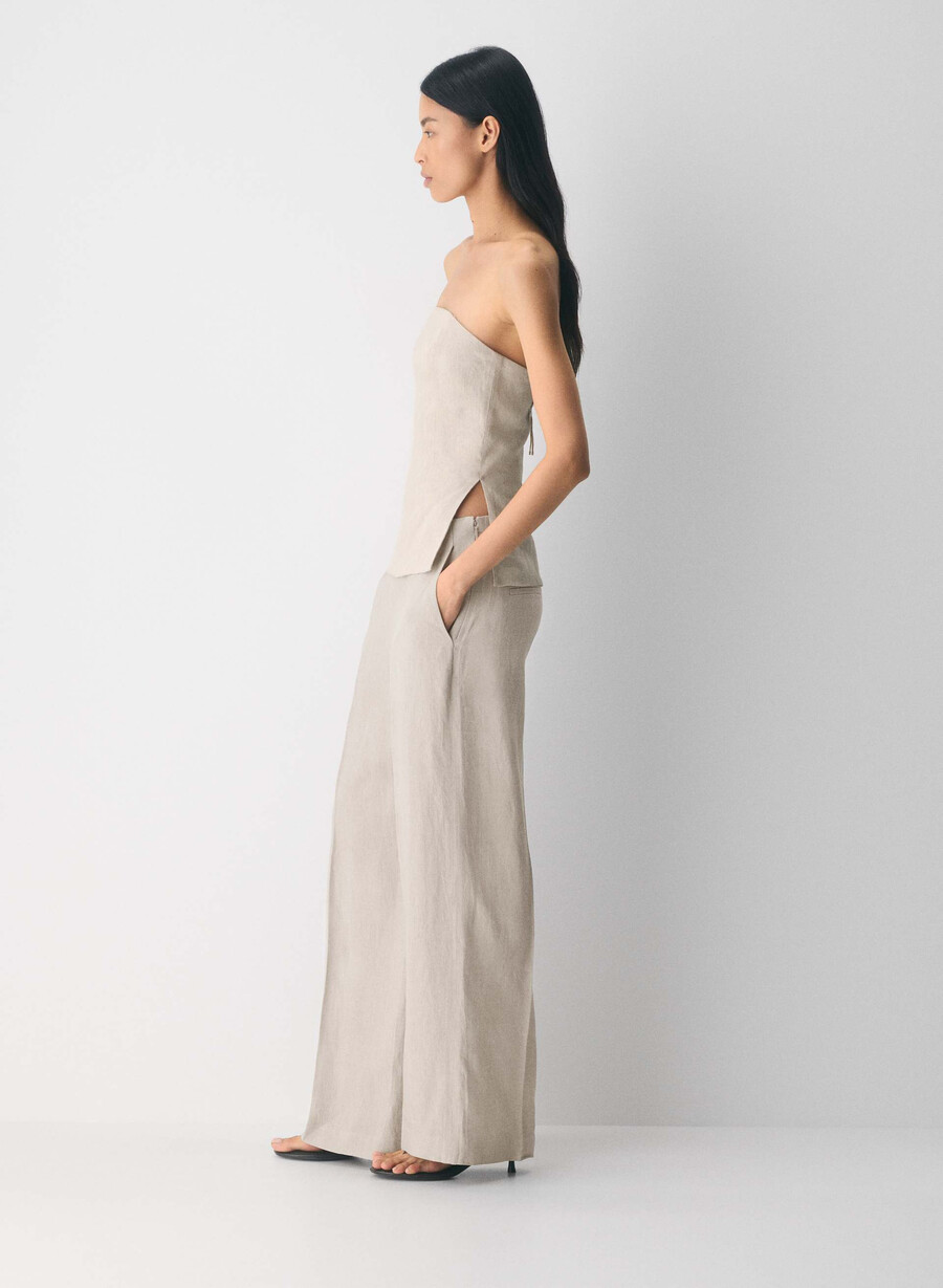 top tubular posh linen nevopsit ecru închis
