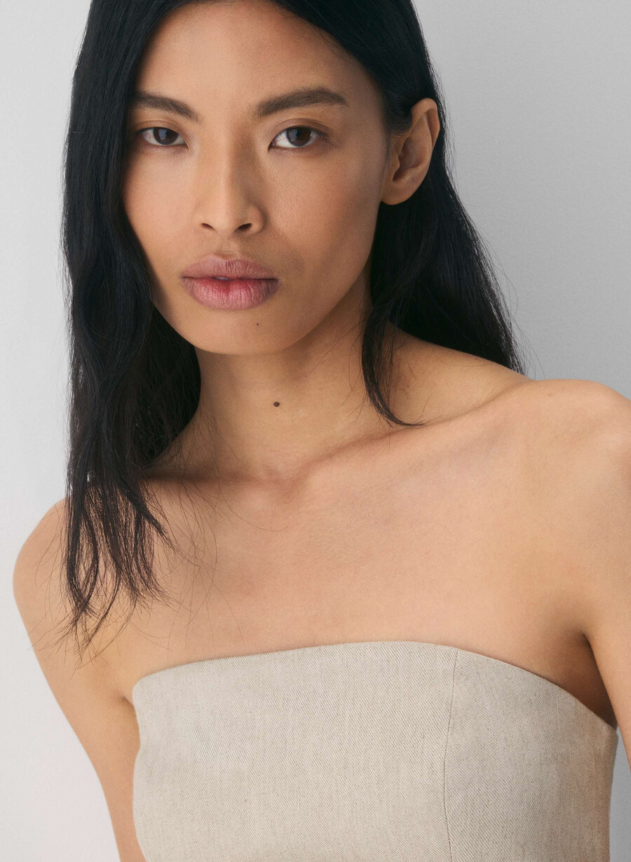 top tubular posh linen nevopsit ecru închis