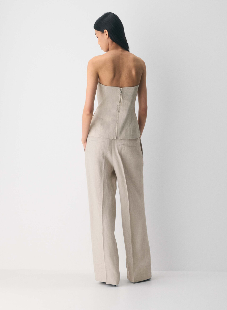 top tubular posh linen nevopsit ecru închis