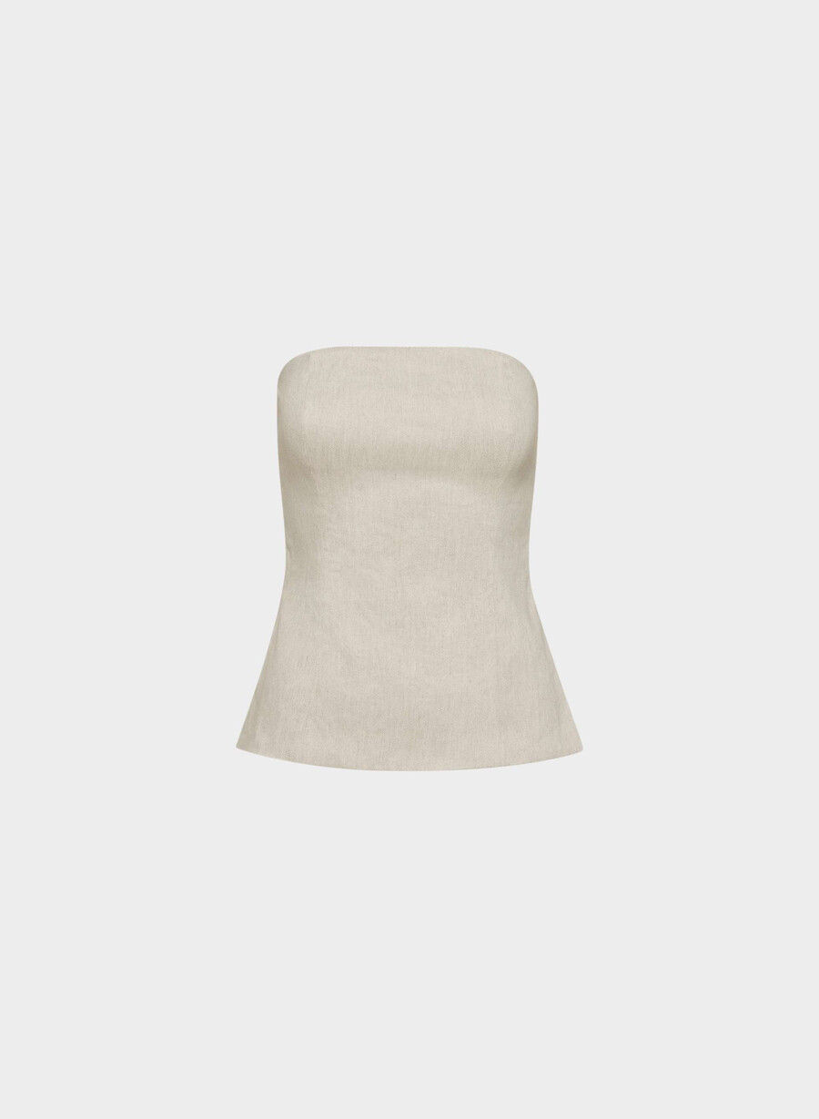 top tubular posh linen nevopsit ecru închis