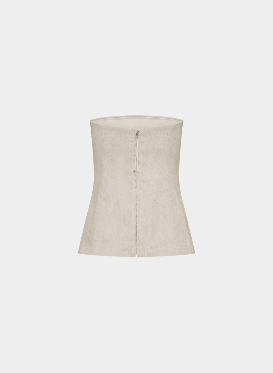 top tubular posh linen nevopsit ecru închis