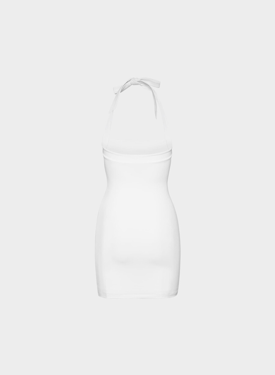 rochie originală contour optimum halter alb brillant
