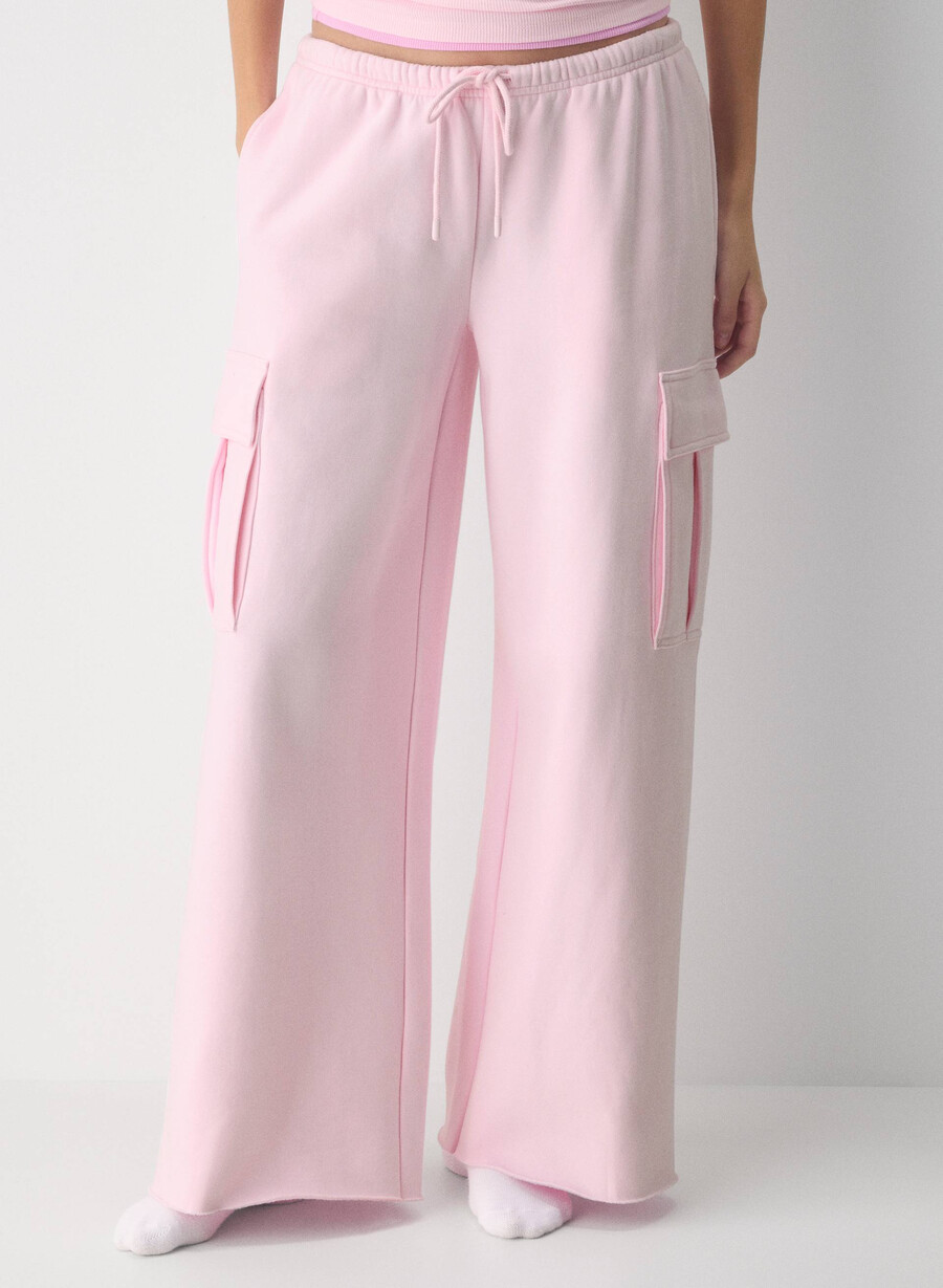 pantaloni de trening cozy sweatfleece mega cargo flutter roz villa