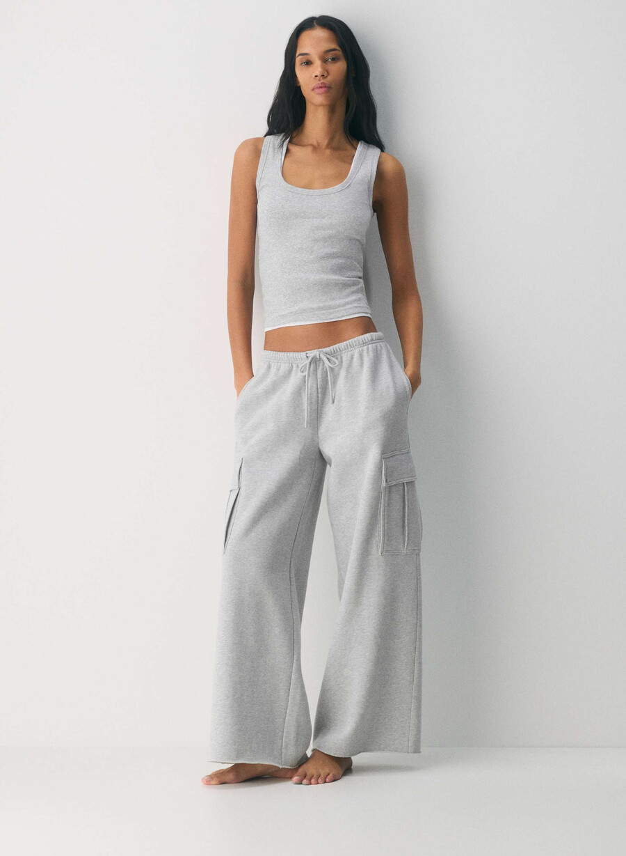 pantaloni de trening cozy sweatfleece mega cargo flutter heather chrome