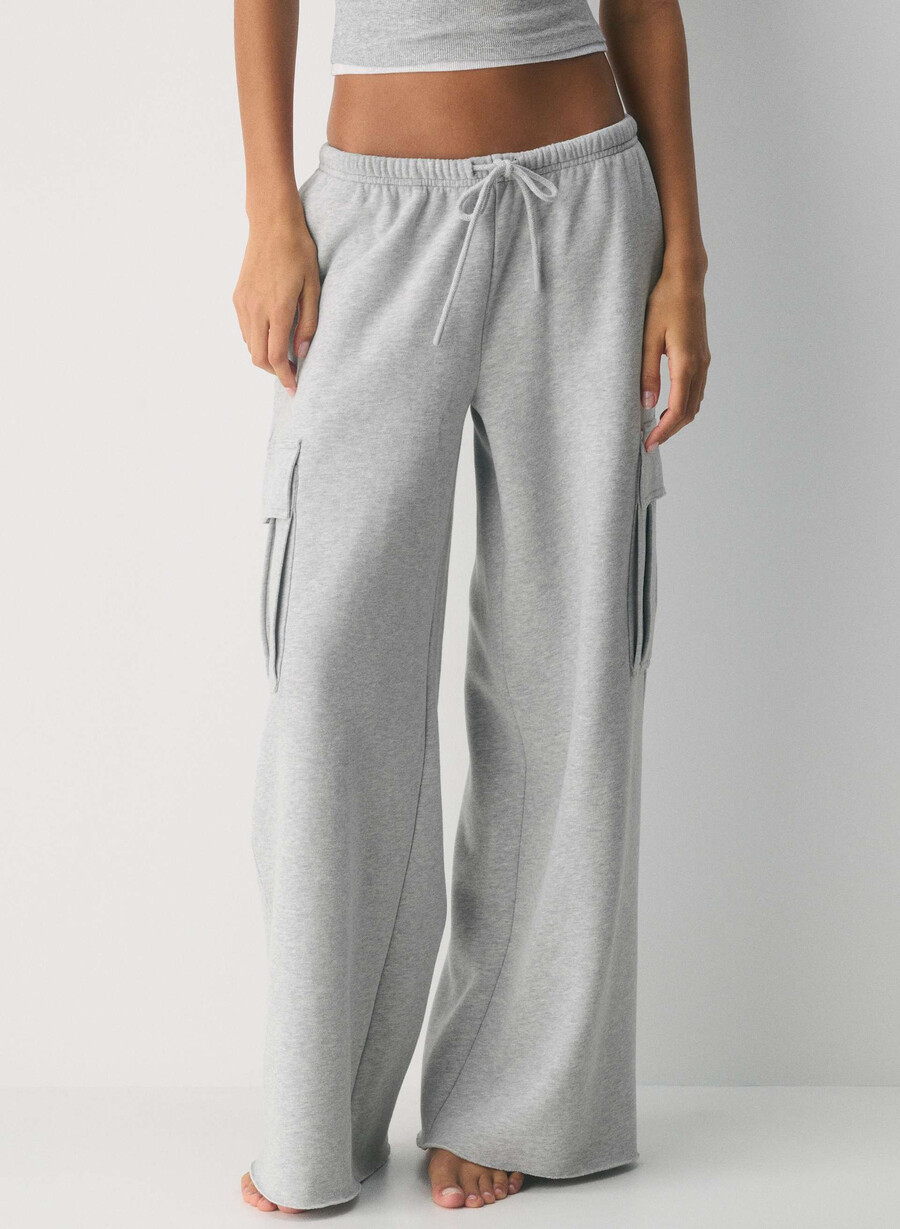 pantaloni de trening cozy sweatfleece mega cargo flutter heather chrome