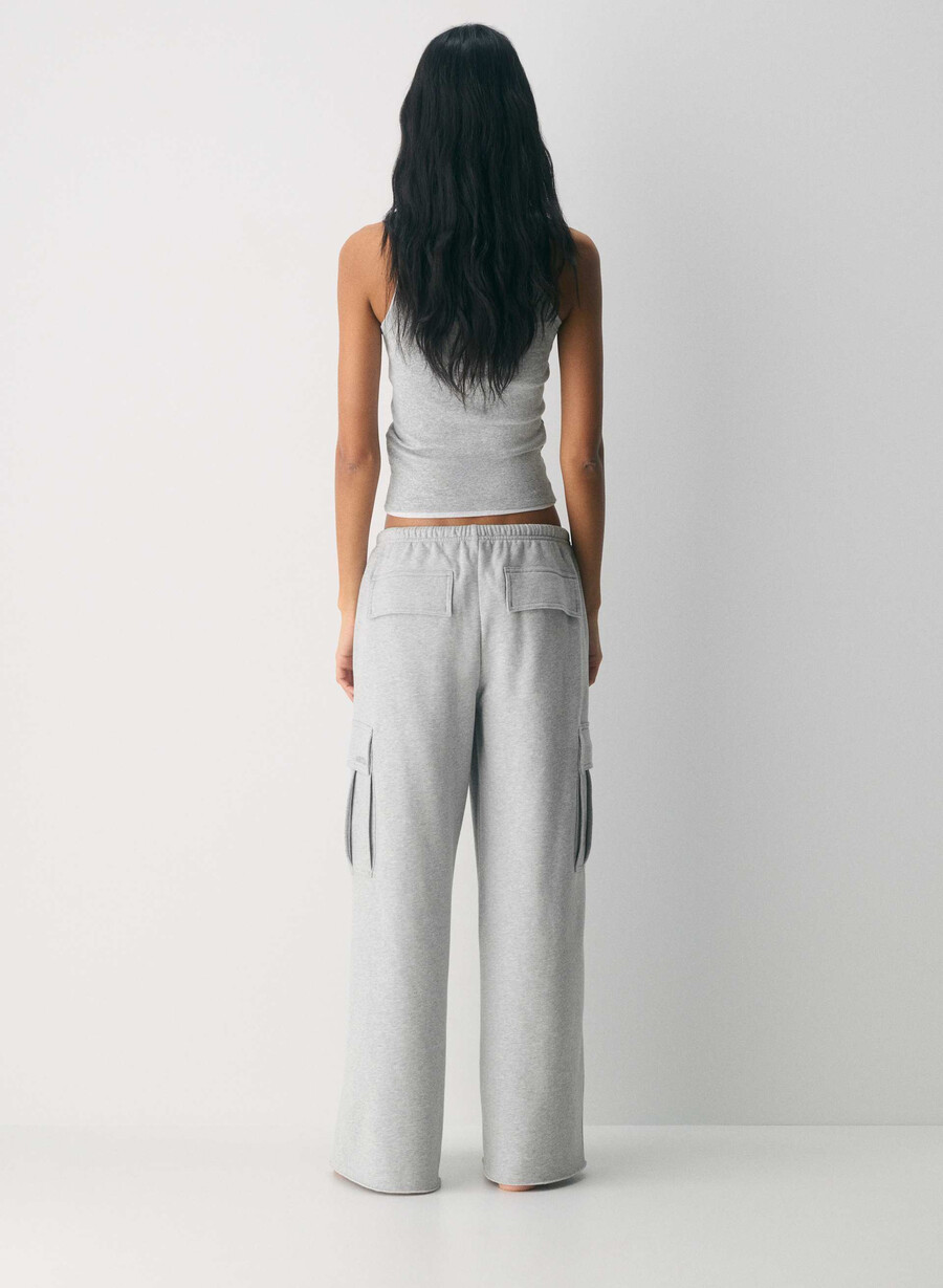 pantaloni de trening cozy sweatfleece mega cargo flutter heather chrome