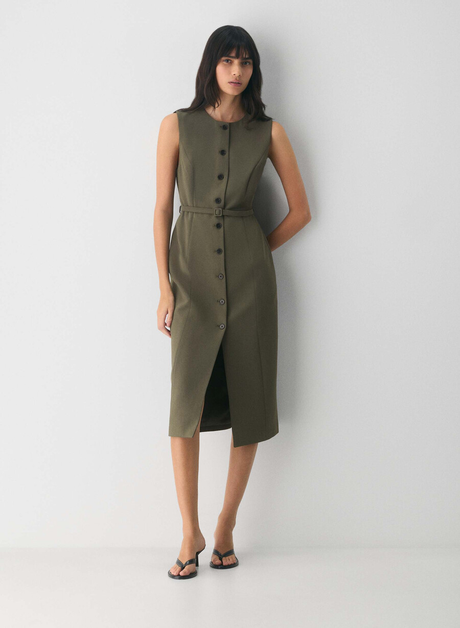 rochie volute - crepette dark olive