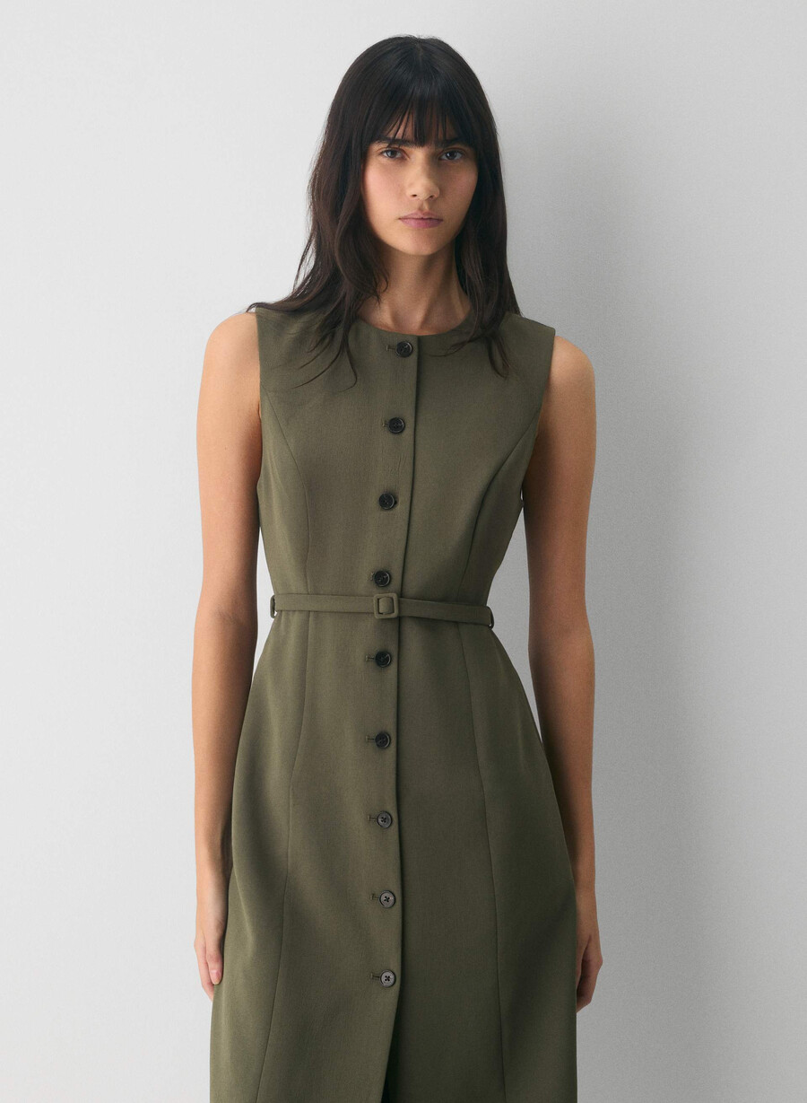 rochie volute - crepette dark olive