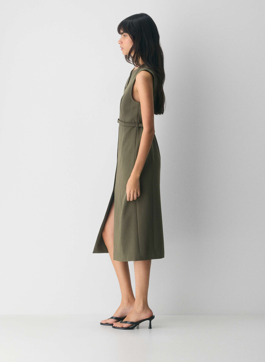 rochie volute - crepette dark olive