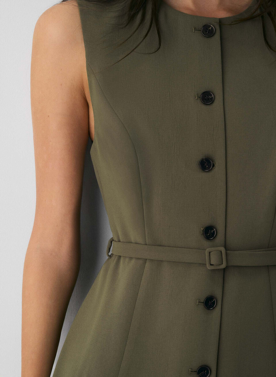rochie volute - crepette dark olive
