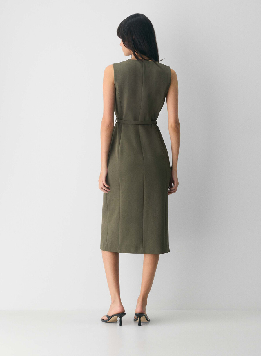 rochie volute - crepette dark olive