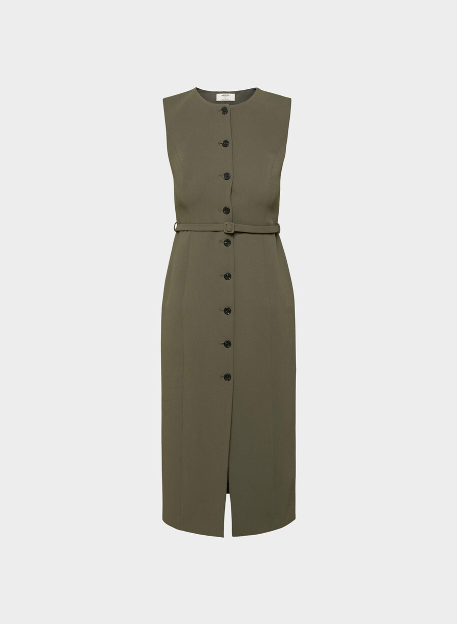 rochie volute - crepette dark olive
