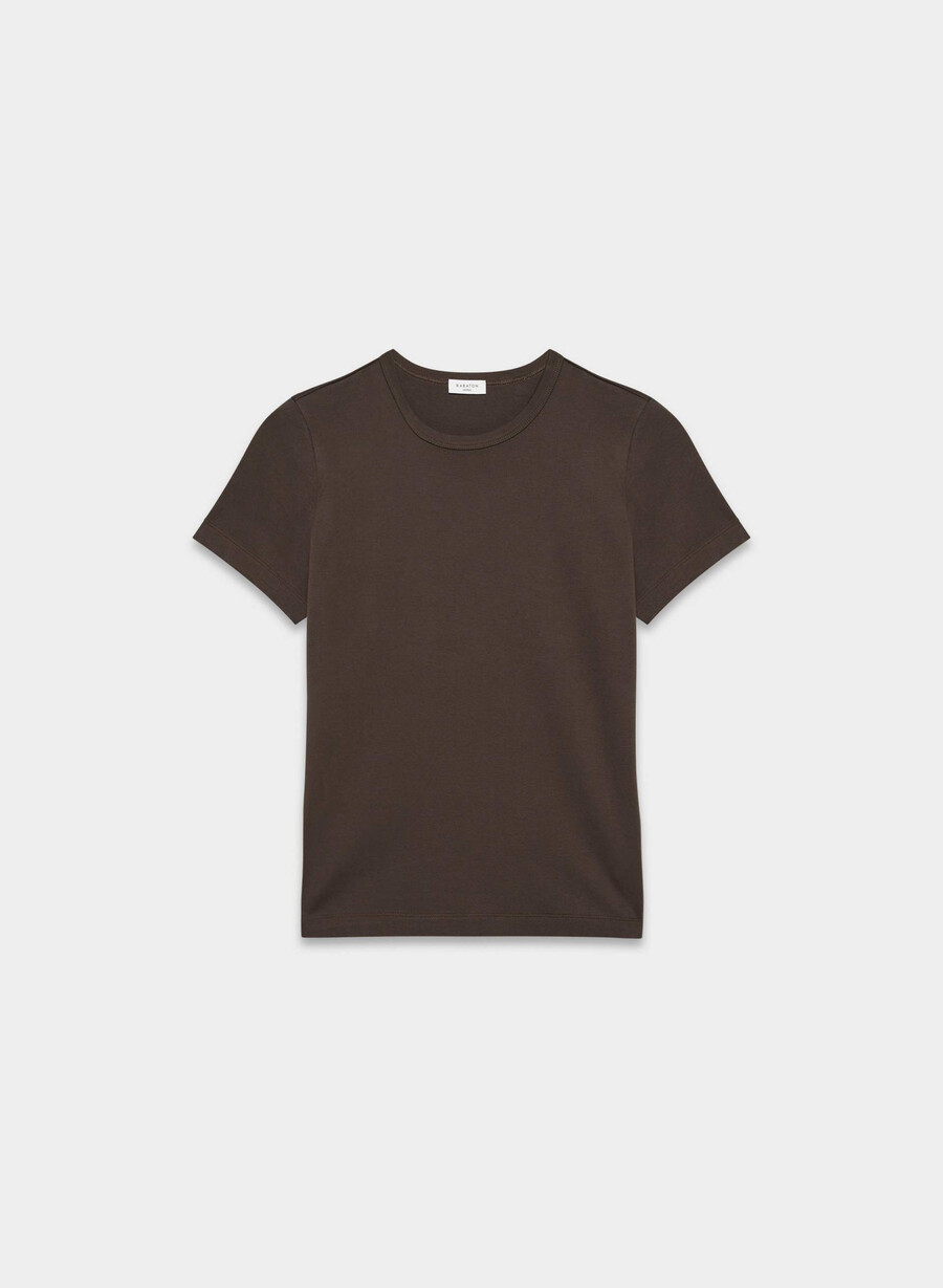 tricou din bumbac interlock cu imprimeu rich mocha brown