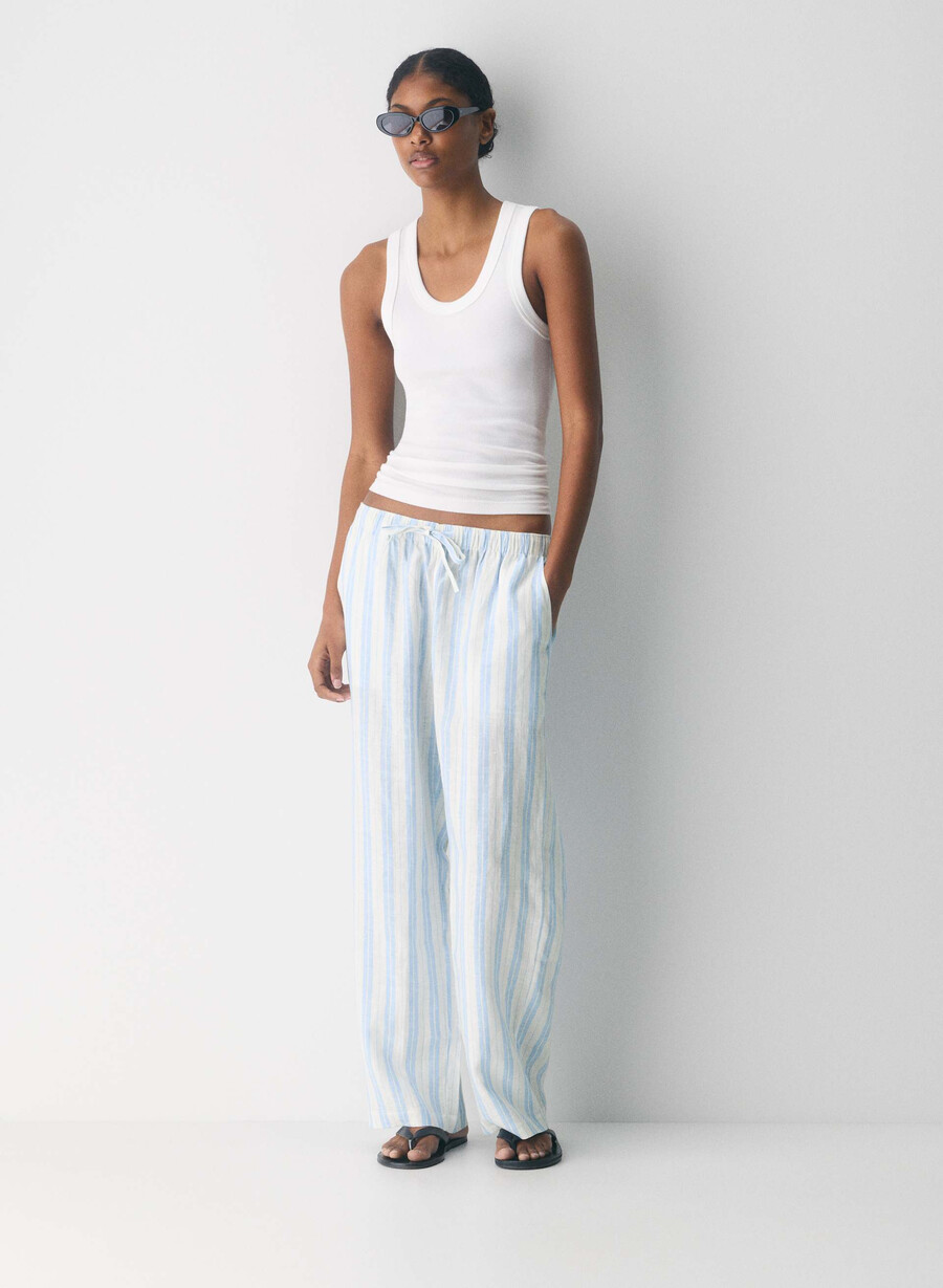 pantaloni sail linen cu maneci lungi strp ok pstcrd b