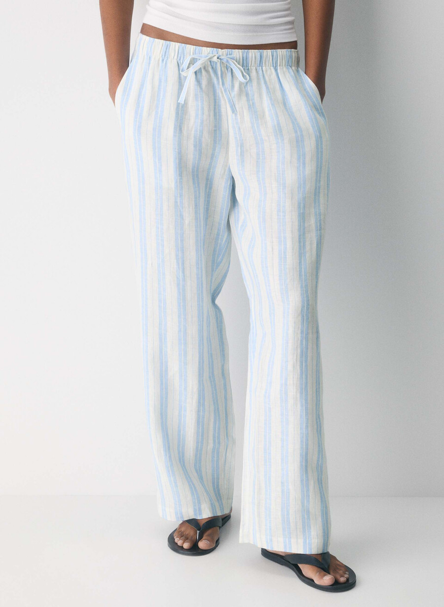 pantaloni sail linen cu maneci lungi strp ok pstcrd b