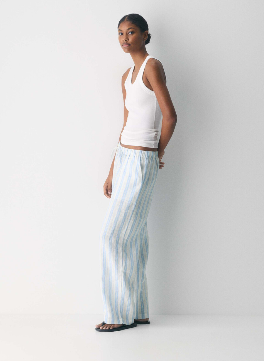 pantaloni sail linen cu maneci lungi strp ok pstcrd b