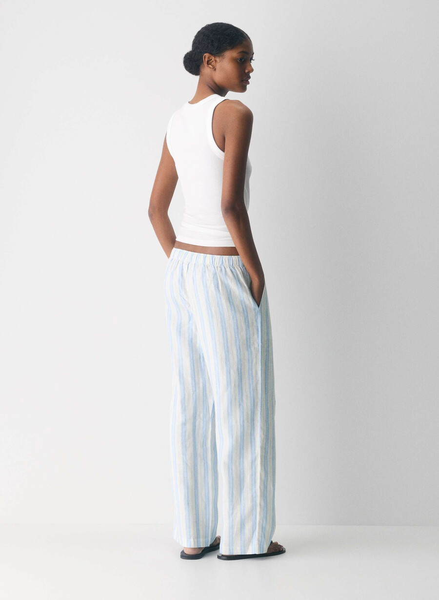 pantaloni sail linen cu maneci lungi strp ok pstcrd b