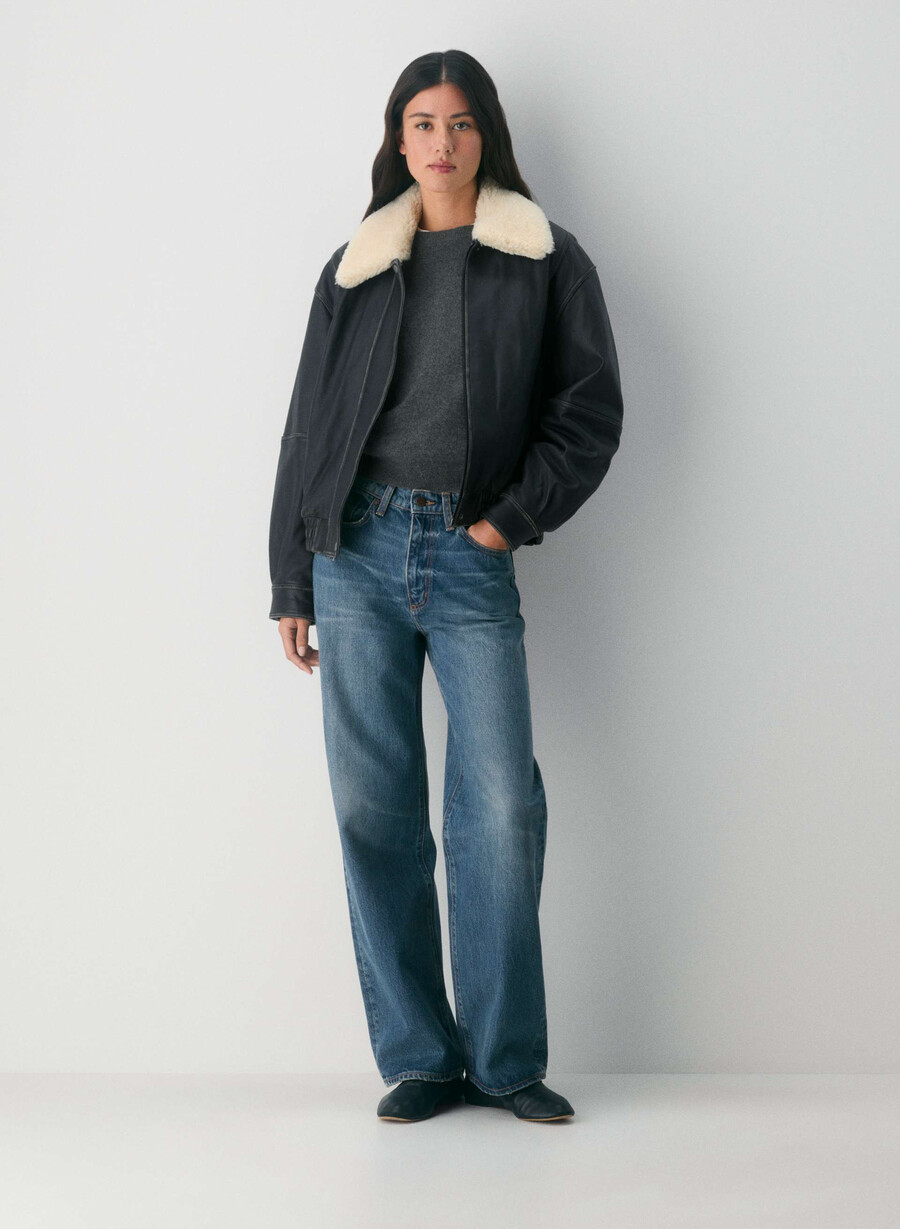 blugi largi denim forum cleo talie înaltă vintage albastru Închis