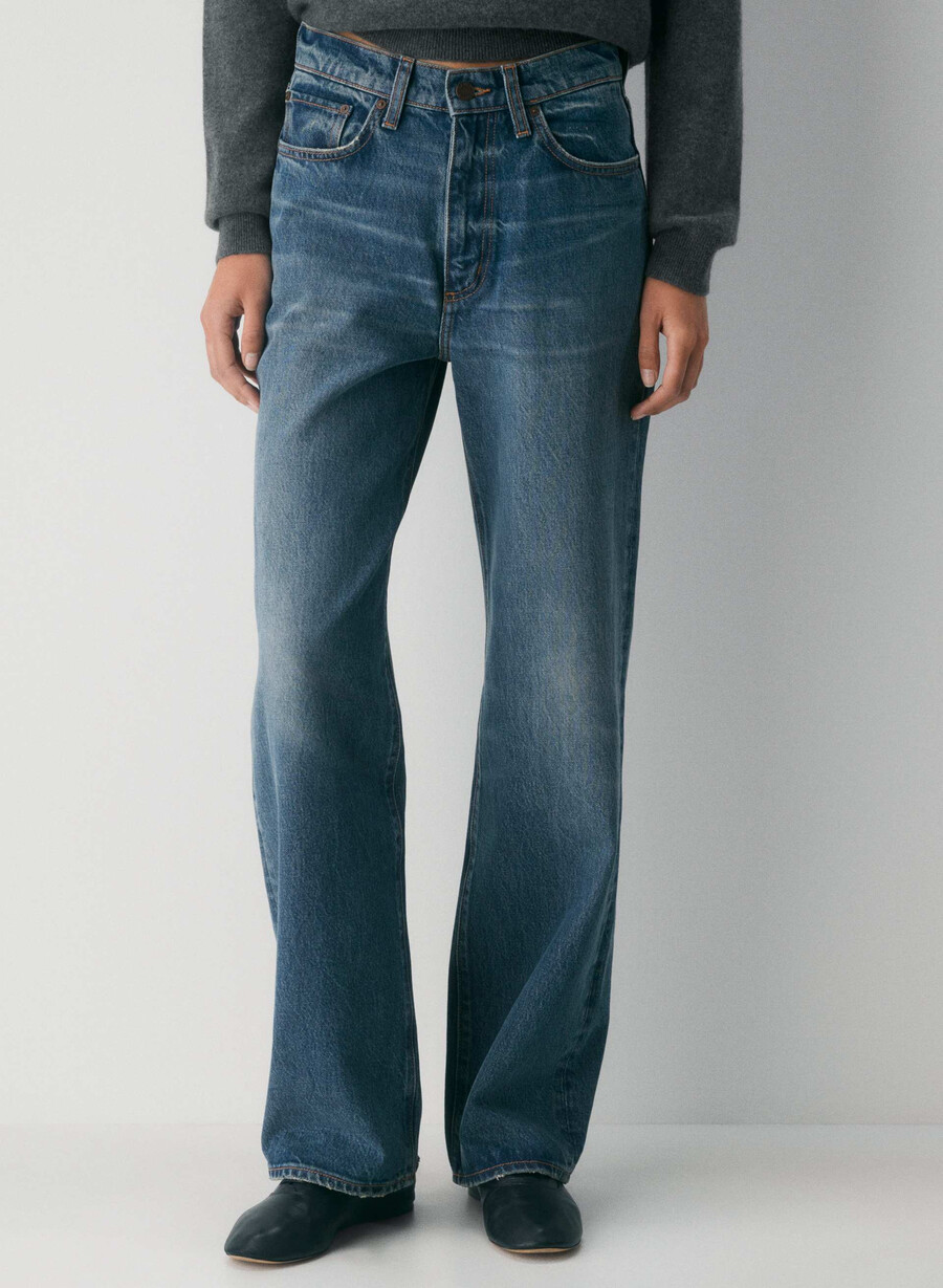 blugi largi denim forum cleo talie înaltă vintage albastru Închis