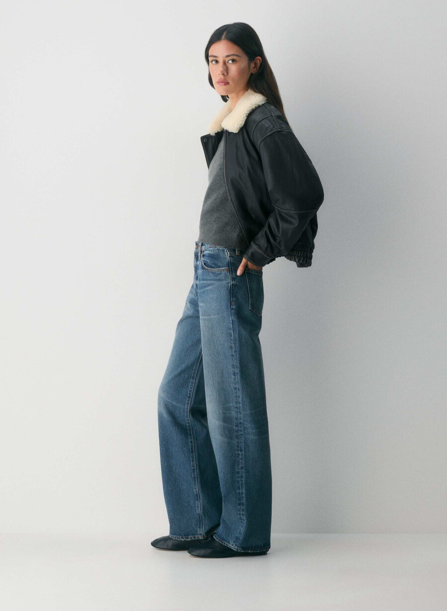 blugi largi denim forum cleo talie înaltă vintage albastru Închis