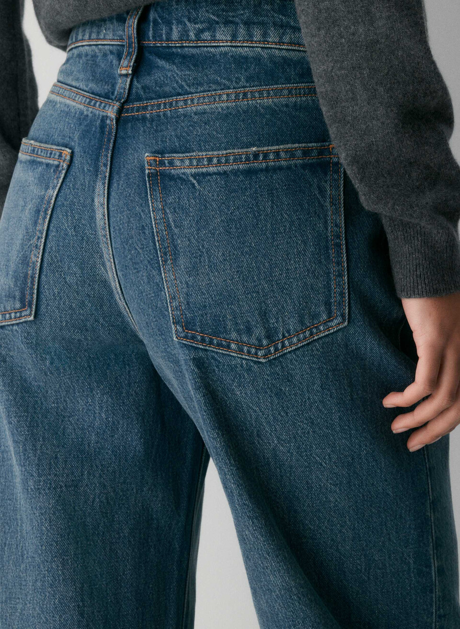 blugi largi denim forum cleo talie înaltă vintage albastru Închis