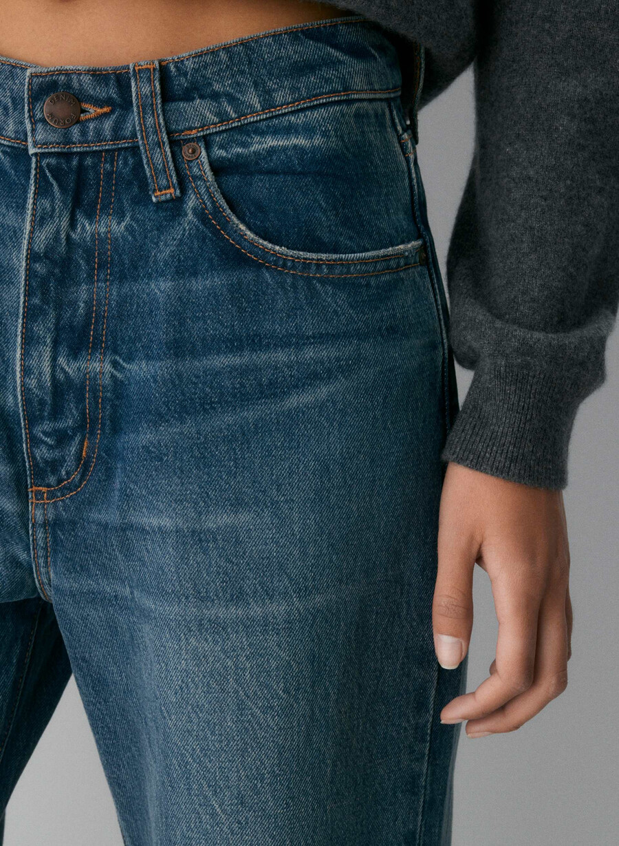 blugi largi denim forum cleo talie înaltă vintage albastru Închis