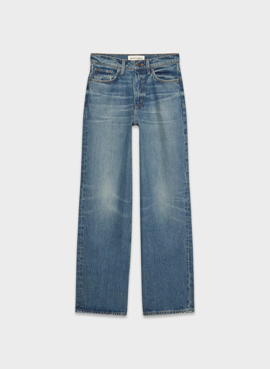 blugi largi denim forum cleo talie înaltă vintage albastru Închis