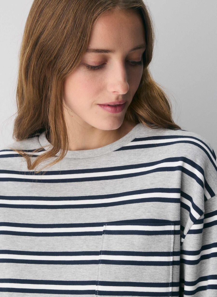 tricou cu mânecă lungă mighty cotton fletch h crom admiral