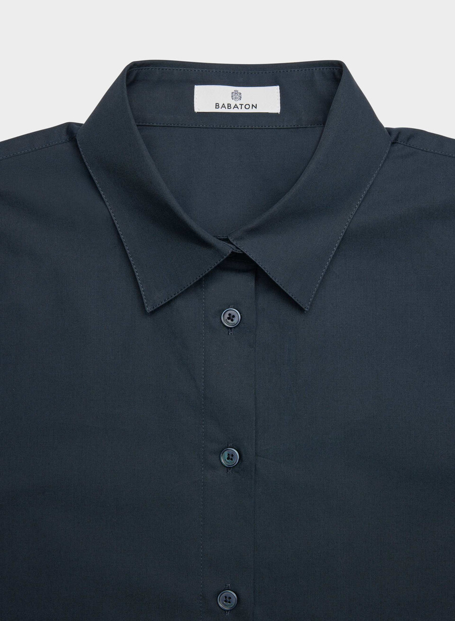 cămașă clasică din poplin letterpress bleumarin Închis