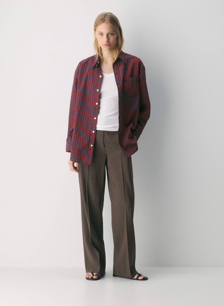 pantalonii effortless din lână heather rich mocha brn