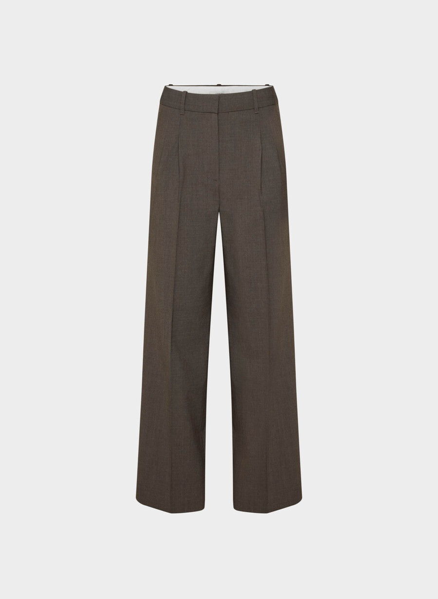 pantalonii effortless din lână heather rich mocha brn
