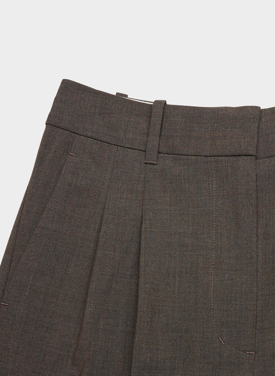pantalonii effortless din lână heather rich mocha brn